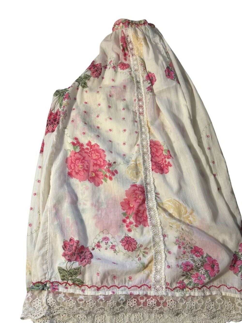 Intimately Free People Vintage Floral Lounge Pants With Lace Hem Elastic Waist - Picture 8 of 16